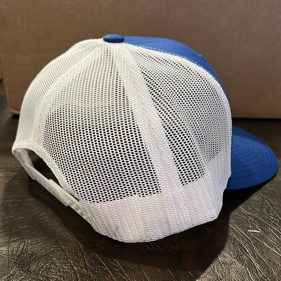 Trucker SnapBack - Blue/White - Drip over skill - white (glow in the dark)