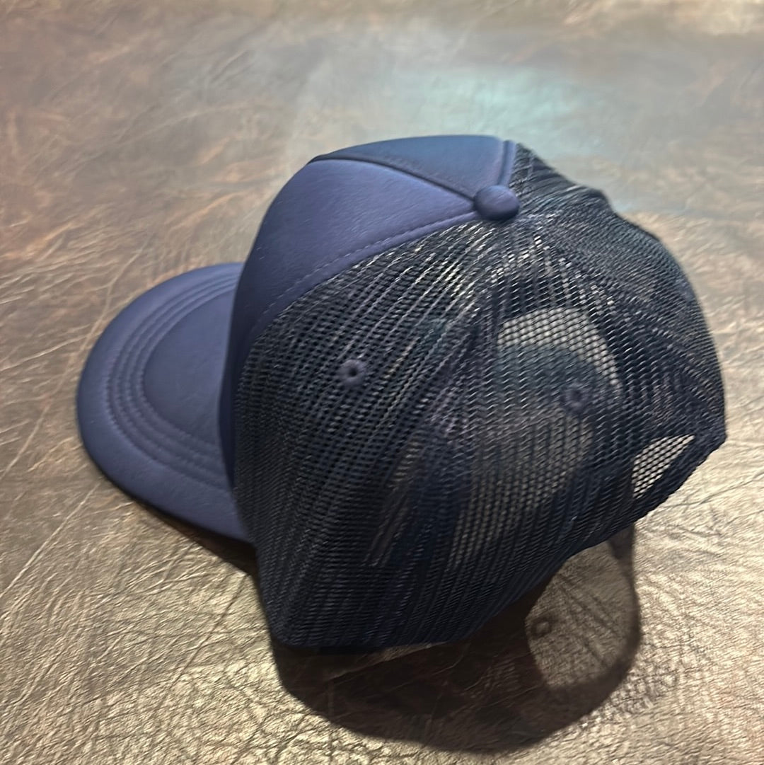 SnapBack Blue - Broke and Boujee - White (Puffy)