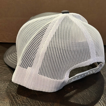 Trucker SnapBack - Gray/White - Drip over skill - white (glow in the dark)