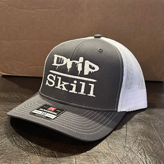 Trucker SnapBack - Gray/White - Drip over skill - white (glow in the dark)