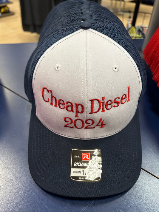 Trucker SnapBack White/Blue Hat - Cheap Diesel 2024 (Red)